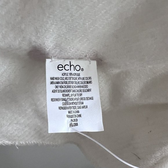 Echo Designer Ruffled Ivory Knit Scarf 66” NWT New - Picture 5 of 9